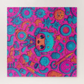 Leuke Cat Pink artwork Legpuzzel (Horizontaal)