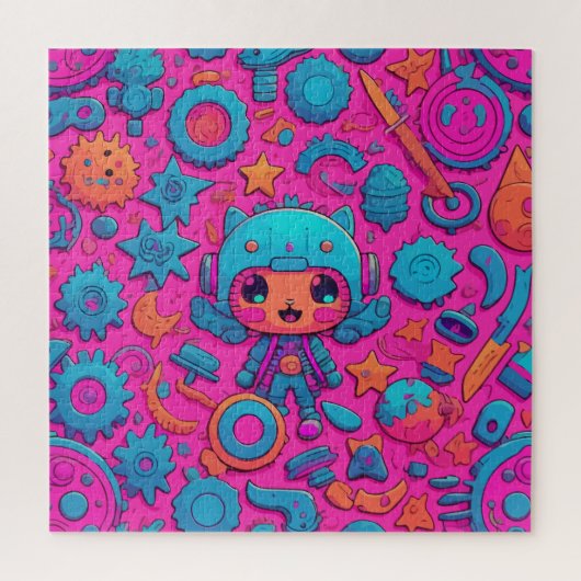 Leuke Cat Pink artwork Legpuzzel (Verticaal)