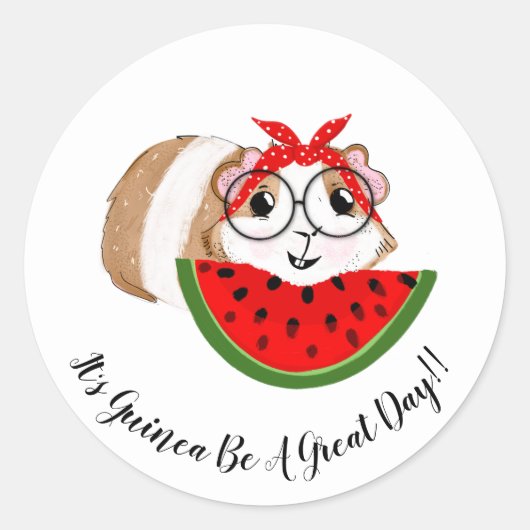Leuke cavia met quote ronde sticker (Voorkant)