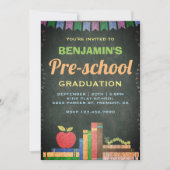Leuke Chalkboard Preschool Afstuderen Invitation Kaart (Voorkant)