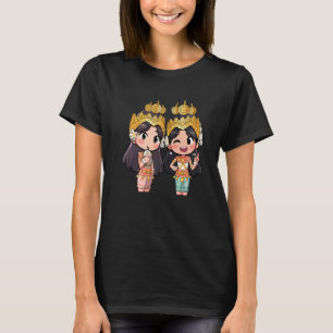 Leuke Chibi stijl Cambodjaanse Khmer Apsara BFF vr T-shirt