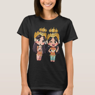Leuke Chibi stijl Cambodjaanse Khmer Apsara BFF vr T-shirt