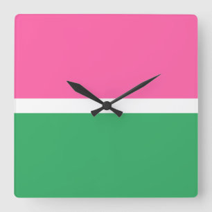 Leuke Chic Heldere Gebande Pink Groen Kleurblokken Vierkante Klok