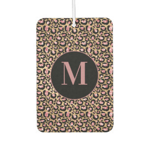 Leuke Chic Roze Zwart Goud Luipaard/Monogram Luchtverfrisser