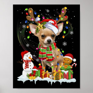 Leuke Chihuahua Kerst Lelijke Hond Santa Hoed Ligh Poster