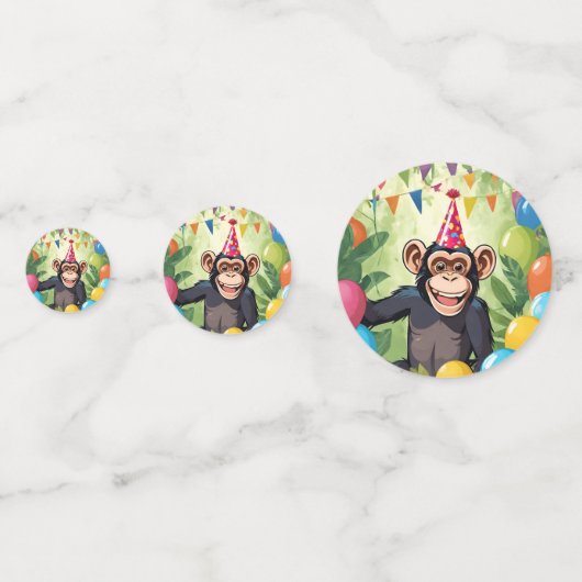 Leuke Chimpanzee Kind Wild Oerwoud Monkey Verjaard Confetti (Voorkanten)