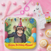Leuke Chimpanzee Kind Wild Oerwoud Monkey Verjaard Papieren Bordje (Feest)