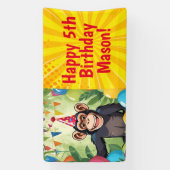 Leuke Chimpanzee Kind Wild Oerwoud Monkey Verjaard Spandoek (Verticaal)
