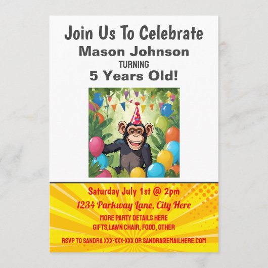 Leuke Chimpanzee Kind Wild Oerwoud Verjaardag Kaart (Achterkant)