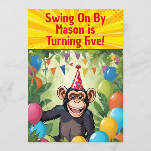 Leuke Chimpanzee Kind Wild Oerwoud Verjaardag Kaart (Voorkant)