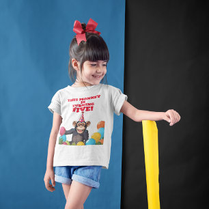 Leuke Chimpanzee Kind Wild Oerwoud Verjaardag T-shirt