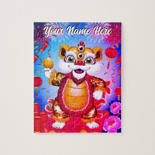 Leuke Chinese Leeuwendans Legpuzzel (Verticaal)