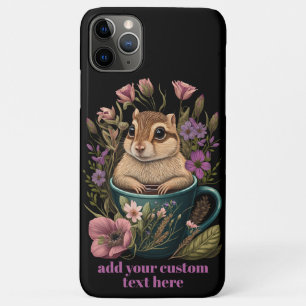 Leuke Chipmunk in Cup Wildflower Cottagecore Custo iPhone 11 Pro Max Hoesje