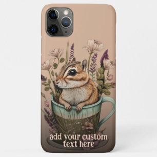 Leuke Chipmunk in Cup Wildflower Cottagecore Custo iPhone 11 Pro Max Hoesje