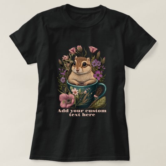 Leuke Chipmunk in een kopje wilde bloem, Chipmunk T-shirt (Design voorkant)