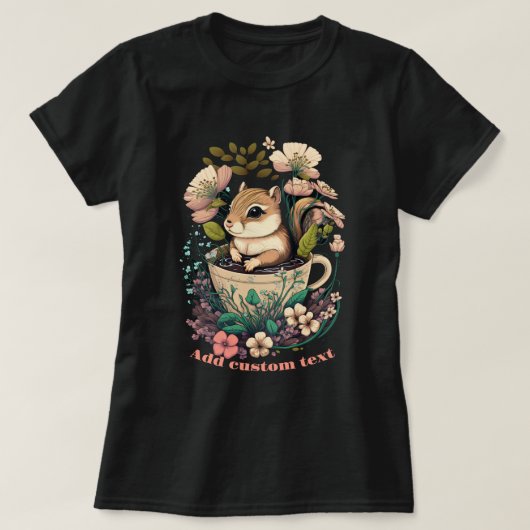 Leuke Chipmunk in een kopje wilde bloem, Chipmunk  T-shirt (Design voorkant)