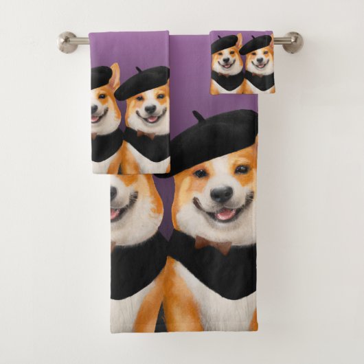 Leuke chique Corgi Honden Dragen Baretten & Bandan Bad Handdoek (Insitu)