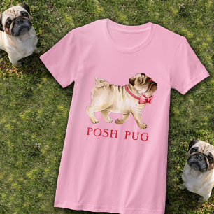 Leuke chique pug whimsy in rode boog stropdas hond t-shirt