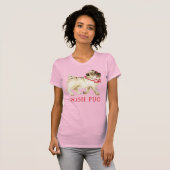 Leuke chique pug whimsy in rode boog stropdas hond t-shirt (Voorkant volledig)