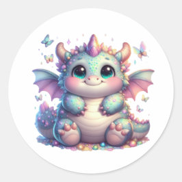 Leuke Chonky Dragon baby Ronde Sticker