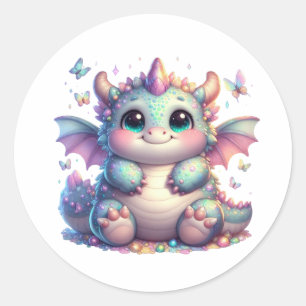 Leuke Chonky Dragon baby Ronde Sticker