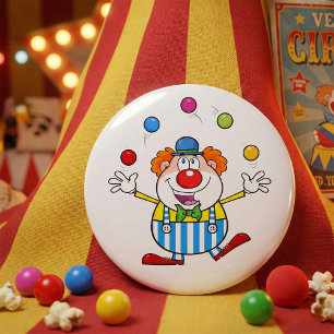 Leuke circus clown jongleren ballen ronde button 7,6 cm