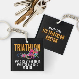 Leuke Citaat Kleurrijk Oranje Triatlon Spetters Sleutelhanger