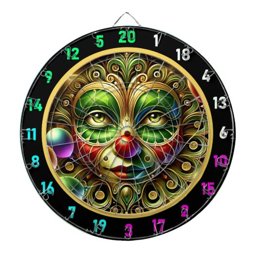 Leuke clown met ballonnen Dartboard voor feestzale Dartbord (Voorkant)