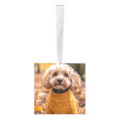 Leuke Cockapoo Santa Dog Twee Foto Kerstmis Kubus Ornament (Rechts)