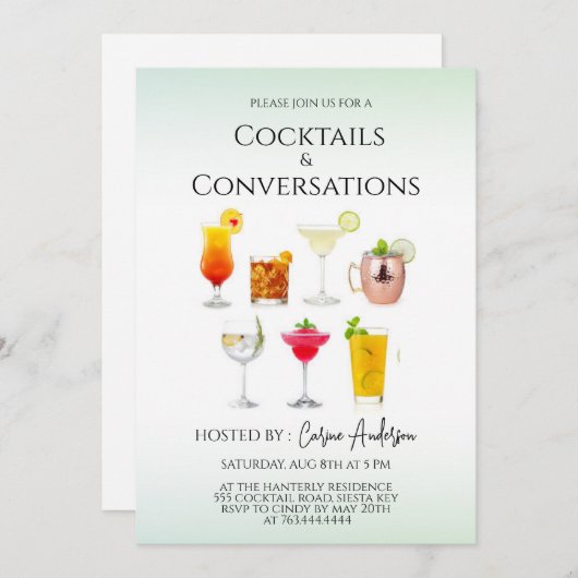 Leuke cocktails en een praatje kaart (Voorkant / Achterkant)