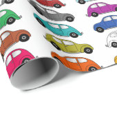 Leuke compacte auto's in retro stijl cadeaupapier (Rol Hoek)