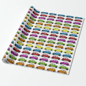 Leuke compacte auto's in retro-stijl in kleurrijen cadeaupapier (Uitgerold)