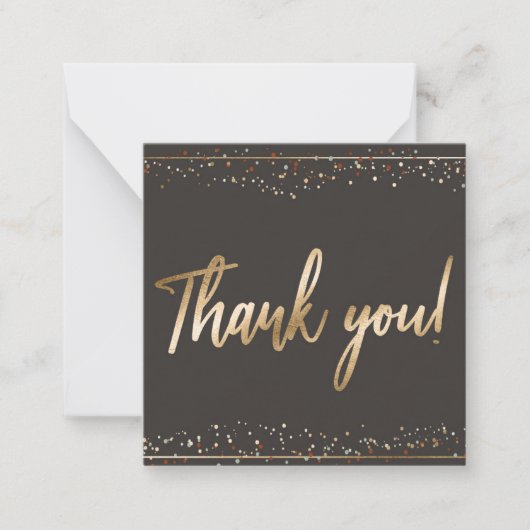 Leuke Confetti Faux Gold Foil Script Bedankt Notitiekaartje (Voorkant)