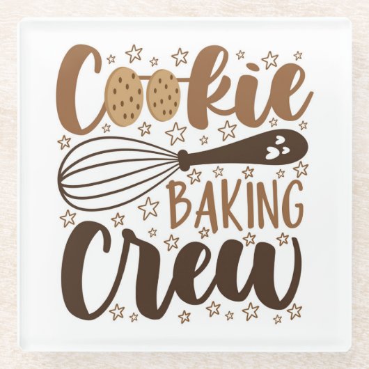Leuke Cookie Baking Crew Design Glazen Onderzetter (Voorkant)