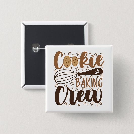 Leuke Cookie Baking Crew Design Vierkante Button 5,1 Cm (Voorkant /achterkant)