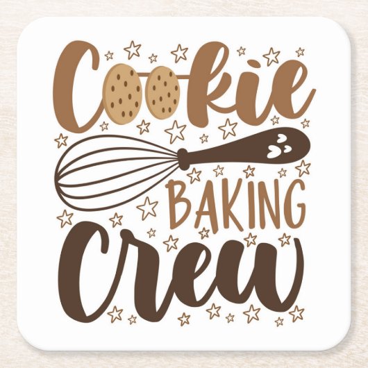 Leuke Cookie Baking Crew Design Vierkante Kartonnen Onderzetter (Voorkant)