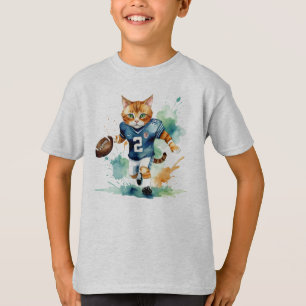 Leuke Cool Cat Football Rugby Player Animal Humor T-shirt