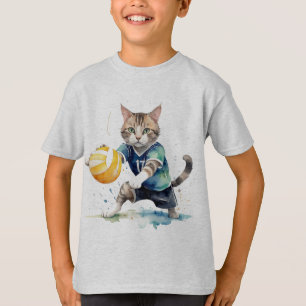 Leuke Cool Cat spelen Volleybal Dier Humor T-shirt