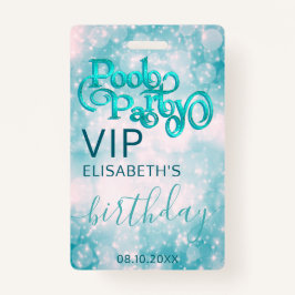 Leuke coole glitter script poolparty VIP Badge