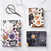 Leuke coquette Halloween boog snoep hart spin web Inpakpapier Vel