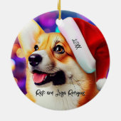 Leuke Corgi met Santa Hat Kerstmis Keramisch Ornament (Achterkant)