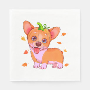Leuke Corgi pompoen hoofd herfst bladeren Herfst Servet