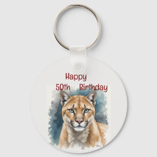 Leuke Cougar Over The Hill Custom Age Verjaardag Sleutelhanger