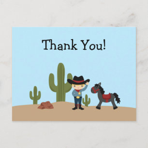 Leuke cowboy western boy bedankt briefkaart