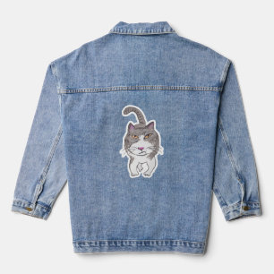 Leuke Cranky Cat Vriend Doodle Art Fun Denim Jacket