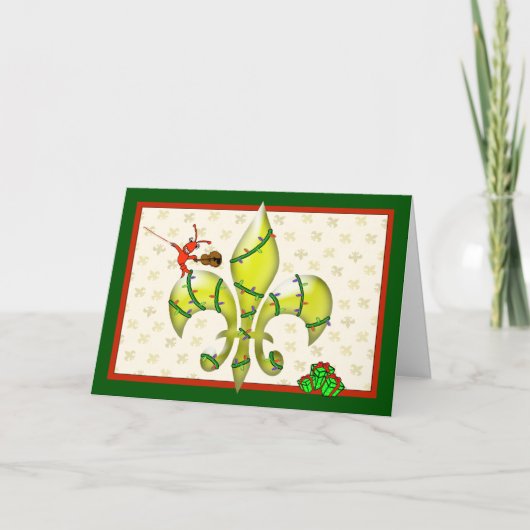 Leuke Crawfish Fleur DE Lis Christmas Groet Feestdagen Kaart (Voorkant)