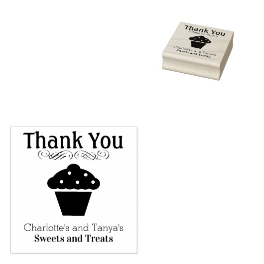 Leuke Cupcake Logo Dank u Bakkerij Business Rubberstempel (Gestempeld)
