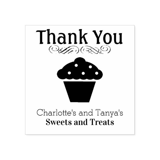 Leuke Cupcake Logo Dank u Bakkerij Business Rubberstempel (Afrduk)