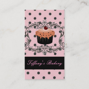 Leuke cupcake polka dot bakkerij visitekaartjes