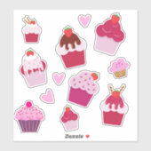 Leuke Cupcakes en Aardbei Shortcakes Sticker (Vel)